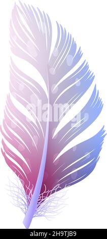 Colorful quill. Curved fluffy feather in tribal boho style isolated on white background Stock Vector