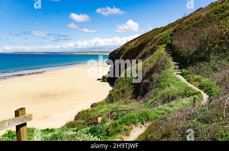 The southwest coastpath at carbis bay in cornwall england Stock Photo