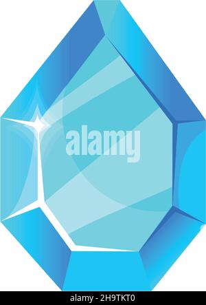 Shiny jewelry gem. Fantasy realistic heptagon, fairytale nugget, cartoon vector illustration, icon isolated on white background Stock Vector