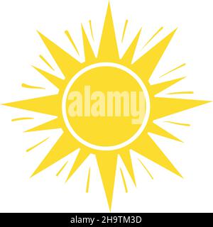 Solar rays. Sunny hot silhouette, paint of happy illustration image isolated on white background Stock Vector