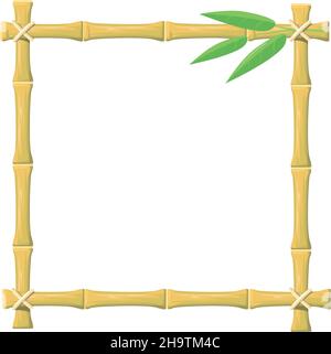 Square Bamboo frame. Blank pattern for summer single, vector object isolated on white background Stock Vector