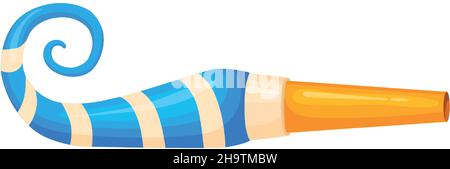 Strip party blower. Noise maker for children megaphone sound, cartoon illustration isolated on white background Stock Vector