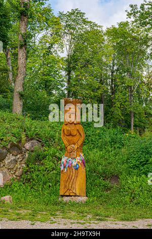 Sula village, 14, Stolbtsovsky district, Minsk region, Belarus. August 9, 2019. Site of ancient Slavic beliefs and cults. The Pantheon of Gods is a te Stock Photo