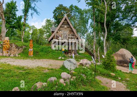 Sula village, 14, Stolbtsovsky district, Minsk region, Belarus. August 9, 2019. Site of ancient Slavic beliefs and cults. The Pantheon of Gods is a te Stock Photo