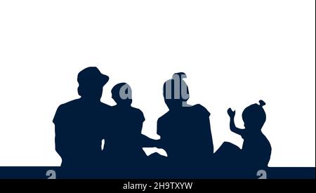 family outdoors recreation, silhouettes Stock Vector
