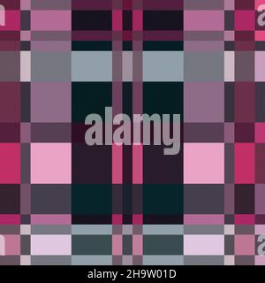 Contrast multicolor tartan Scottish seamless pattern in magenta, green and pink hues, texture for tartan, plaid, tablecloths, clothes, bedding, blanke Stock Vector