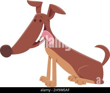 Cartoon illustration of funny dog animal character sticking out his tongue Stock Vector