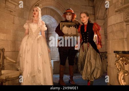 RELEASE DATE: May 27, 2016.TITLE: Alice Through the Looking Glass.STUDIO: Disney.DIRECTOR: James Bobin.PLOT: Alice returns to the whimsical world of Wonderland and travels back in time to save the Mad Hatter.PICTURED: Mia Wasikowska, Johnny Depp, Helena Bonham Carter, Anne Hathaway. (Credit Image: © Disney/Entertainment Pictures) Stock Photo