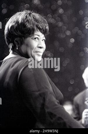 "20.03.1965, GDR, , Berlin - Ella Fitzgerald, singer. On 20.03.1965 she and Louis Armstrong gave a concert in the old Friedrichstadtpalast on the occa Stock Photo