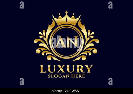 AN Letter Royal Luxury Logo template in vector art for luxurious branding projects and other vector illustration. Stock Vector
