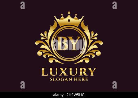 BY Letter Royal Luxury Logo template in vector art for luxurious branding projects and other vector illustration. Stock Vector