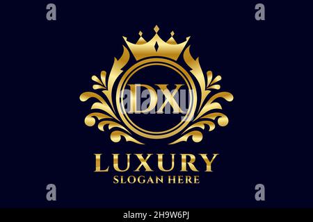 DX Letter Royal Luxury Logo template in vector art for luxurious branding projects and other vector illustration. Stock Vector