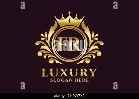 FR Letter Royal Luxury Logo template in vector art for luxurious branding projects and other vector illustration. Stock Vector