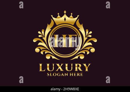 HF Letter Royal Luxury Logo template in vector art for luxurious branding projects and other vector illustration. Stock Vector