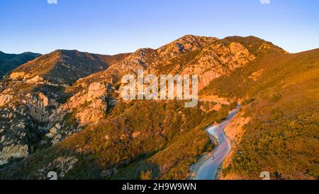 Gibraltar Road at sunset above Montecito, California Stock Photo