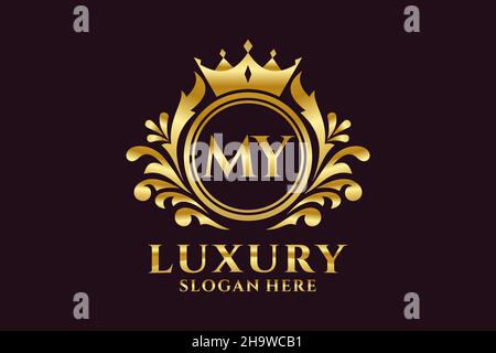 MY Letter Royal Luxury Logo template in vector art for luxurious branding projects and other vector illustration. Stock Vector