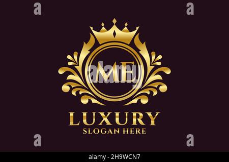 ME Letter Royal Luxury Logo template in vector art for luxurious branding projects and other vector illustration. Stock Vector