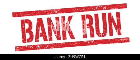 BANK RUN red grungy rectangle stamp sign Stock Photo - Alamy