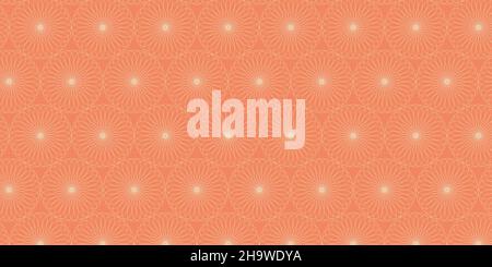 Floral pattern seamless with geometric design. Elegant of white circle lines overlapping on orange background Stock Vector