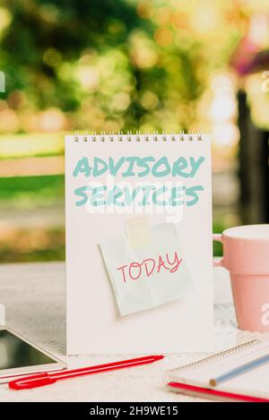 Conceptual display Advisory Services. Business concept Support actions ...