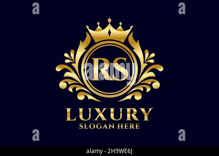 RS Letter Royal Luxury Logo template in vector art for luxurious branding projects and other vector illustration. Stock Vector