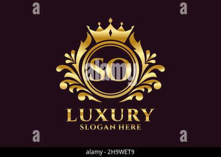 SO Letter Royal Luxury Logo template in vector art for luxurious branding projects and other vector illustration. Stock Vector