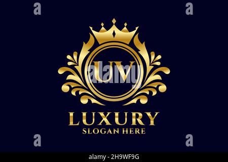 UV Letter Royal Luxury Logo template in vector art for luxurious branding projects and other vector illustration. Stock Vector