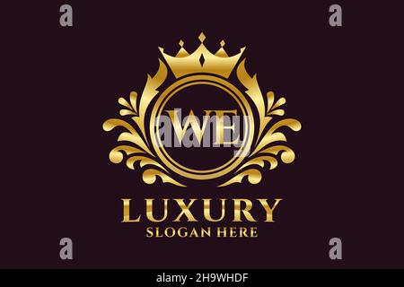 WE Letter Royal Luxury Logo template in vector art for luxurious branding projects and other vector illustration. Stock Vector