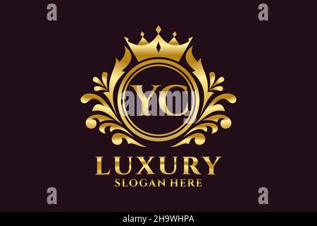 YC Letter Royal Luxury Logo template in vector art for luxurious branding projects and other vector illustration. Stock Vector