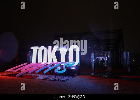 Tokyo, Japan. 08th Dec, 2021. 'TOKYO LIGHTS' Press Preview. First time in Tokyo. Asia's largest international projection mapping competition, '1 minute Projection Mapping Competition'. on December 8, 2021 in Tokyo, Japan. (Photo by Kazuki Oishi/Sipa USA) Credit: Sipa USA/Alamy Live News Stock Photo