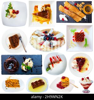 Set of desserts isolated on white Stock Photo