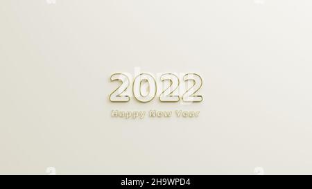 happy new year 2022 gold text with grey elegant background. copy space grey background. 3d illustration rendering