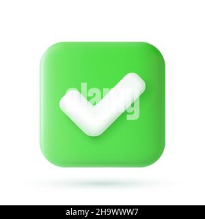 3D Realistic check mark button vector illustration Stock Vector Image ...