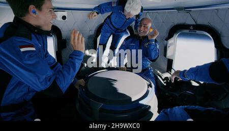 Van Horn, Texas, USA. 20th July, 2021. New Shepard, Blue Origin's fully reusable suborbital spacecraft (which is named after NASA astronaut Alan Shepard, the first American in space), lifted off from the company's Launch Site One, near Van Horn, Texas, Credit: Blue Origin/ZUMA Wire/ZUMAPRESS.com/Alamy Live News Stock Photo