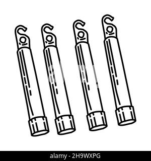 Navy Seal Chemlight Part of Military and Navy Force Equipments Hand Drawn Icon Set Vector. Stock Vector