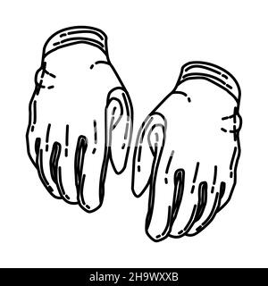 Navy Seal Gloves Part of Military and Navy Force Equipments Hand Drawn Icon Set Vector. Stock Vector