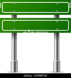 Blank highway sign. Blank frame for road direction Stock Vector