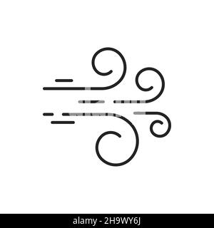 Windy weather isolated blowing wind swirls outline icon. Vector hurricane stream, cold weather symbol. Curve lines and strokes, strong storm swirls, c Stock Vector
