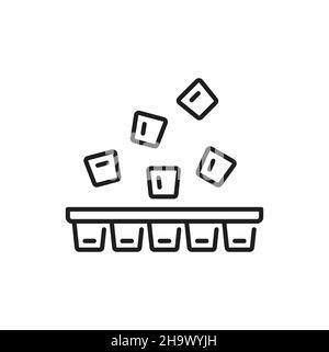 Ice cube plastic container isolated outline icon. Vector fridge or freezer ice cube tray. Element of kitchen utensil, mobile concept and web apps. Fly Stock Vector