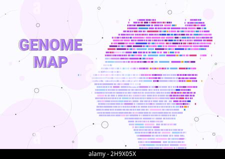 big genomic data with woman face genome sequence map horizontal Stock Vector