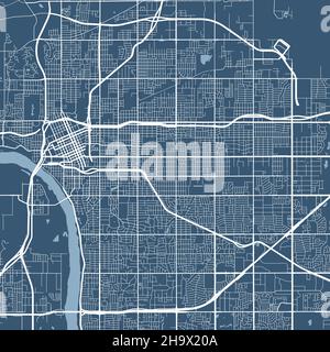 Detailed map of Tulsa city administrative area. Royalty free vector illustration. Cityscape panorama. Decorative graphic tourist map of Tulsa territor Stock Vector