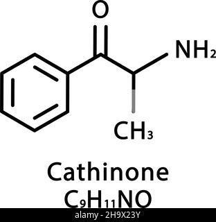 Cathinone molecular structure. Cathinone skeletal chemical formula. Chemical molecular formula vector illustration Stock Vector