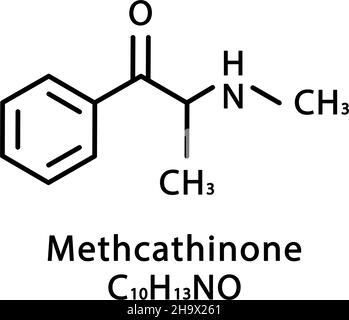 Methcathinone molecular structure. Ephedrone skeletal chemical formula. Chemical molecular formula vector illustration Stock Vector