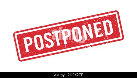 Postponed red grunge rubber stamp. Postpone sign sticker. Grunge vintage square label. Vector illustration on white background Stock Vector