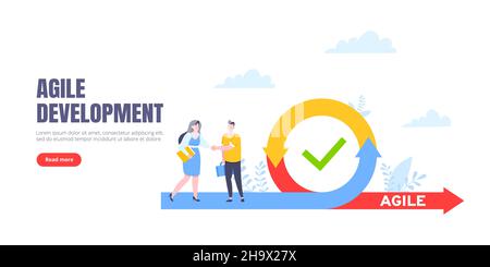Agile development methodology business concept flat style design vector illustration isolated on white background. Stock Vector