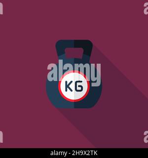 Kettlebel vector icon flat design, long shadow, eps10 Stock Vector