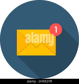 Newsletter notice vector icon symbol, flat design, long shadow Stock Vector