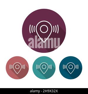 Locate vector icon symbol, flat design, long shadow, eps10 Stock Vector