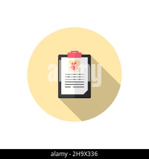 Pet medical record clipboard vector icon, flat design, long shadow, eps10 Stock Vector