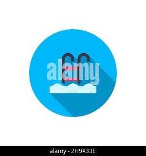 Swimming pool vector icon symbol, flat design, long shadow Stock Vector
